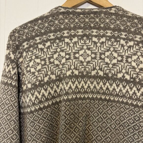 Talbots Small Nordic Fair Isle 100% Wool Button Down Cardigan/Sweater Beige/Tan - Picture 9 of 12